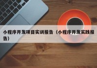 小程序开发项目实训报告（小程序开发实践报告）