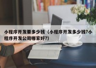 小程序开发要多少钱（小程序开发多少钱?小程序开发公司哪家好?）