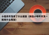 小程序开发用了什么框架（微信小程序开发一般用什么框架）